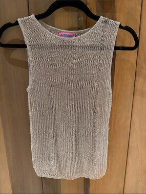 Edikted Silver Metallic Knit Tank Top